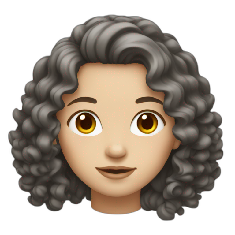 white woman with curly long dark hair emoji