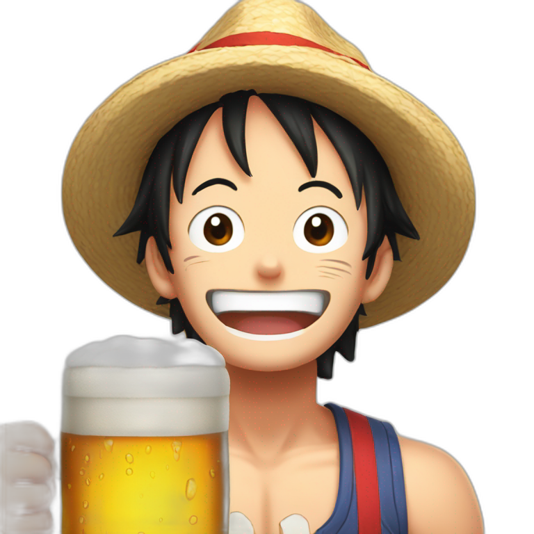 Luffy cheer a beer emoji