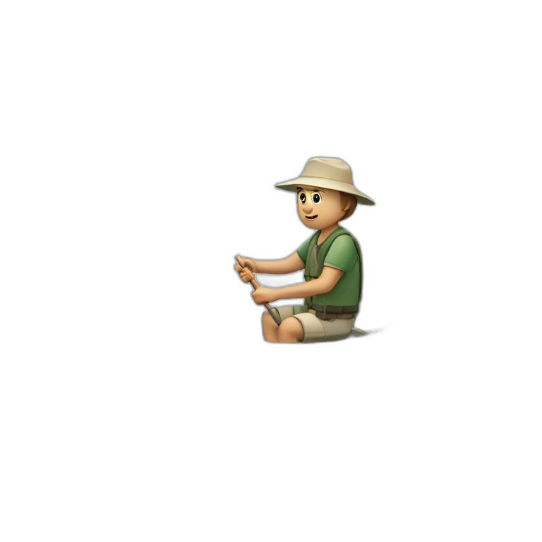 white fisherman fishing with a fishing rod in a small boat emoji