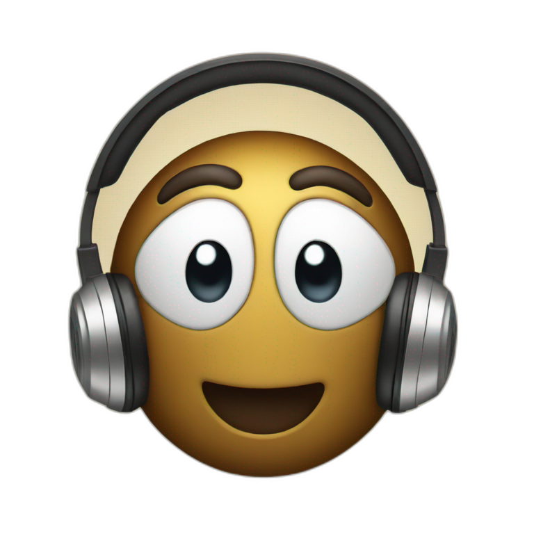 Happy emoji with headphones emoji