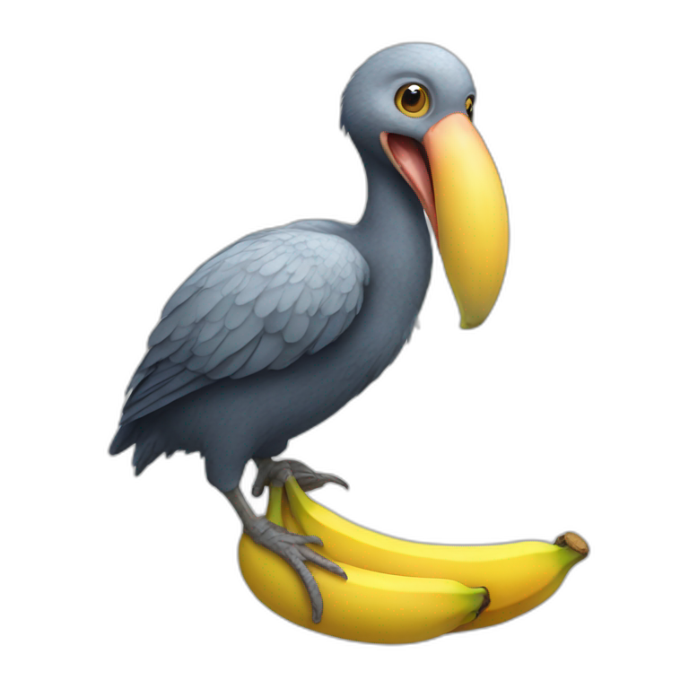 Bird Dodo holding a banana in his beak emoji