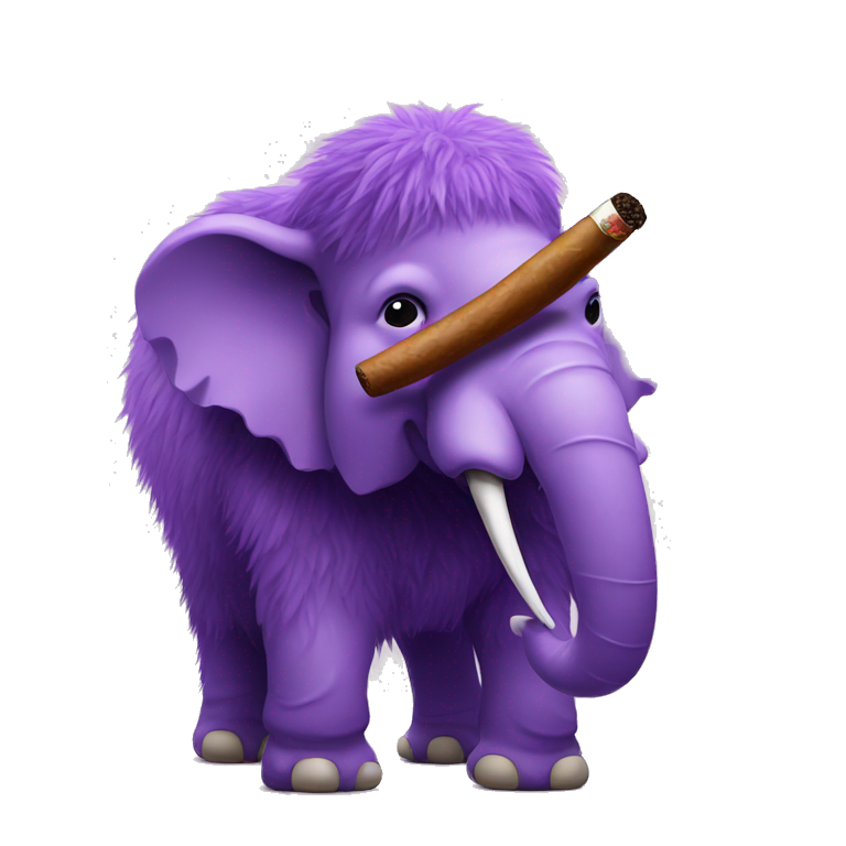 a purple fluffy mammoth smoking a cigar emoji