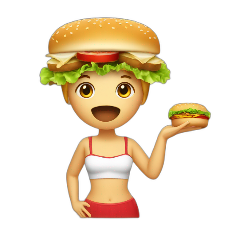Une sirène qui mange un hamburger emoji