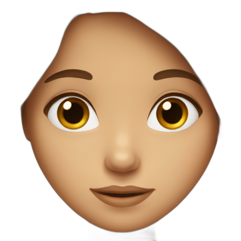 Brown long hair girl with brown eyes emoji