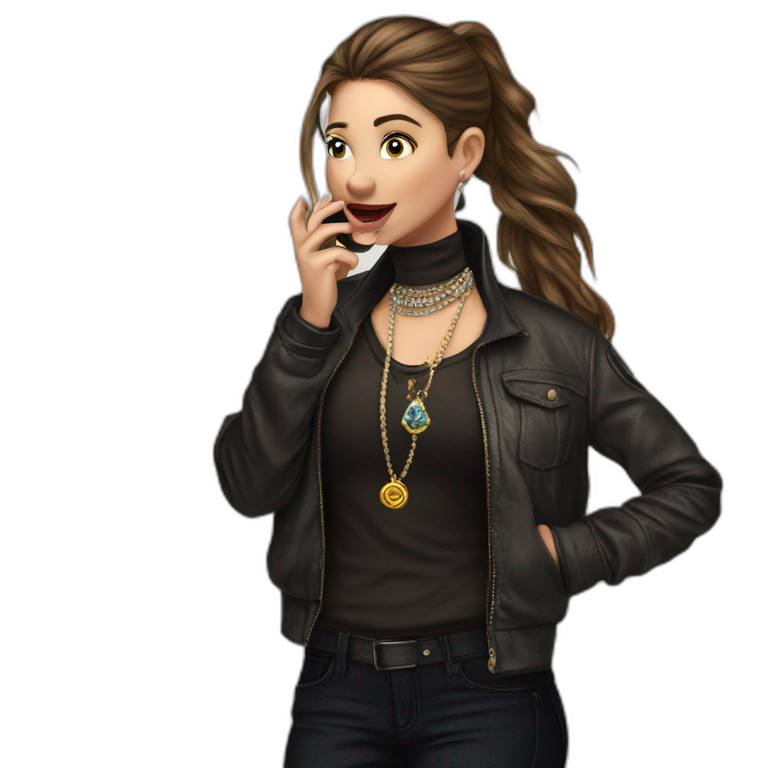 "Brown-haired girl with smartphone" emoji