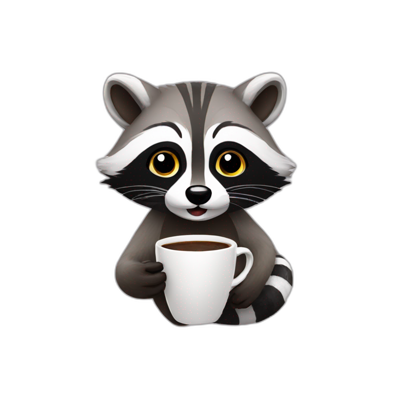 Raccoon drinking coffee emoji