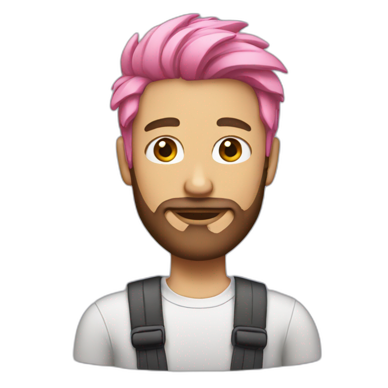 Guy with pink hair and beard emoji