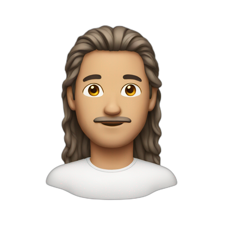 Man with middle part hair emoji