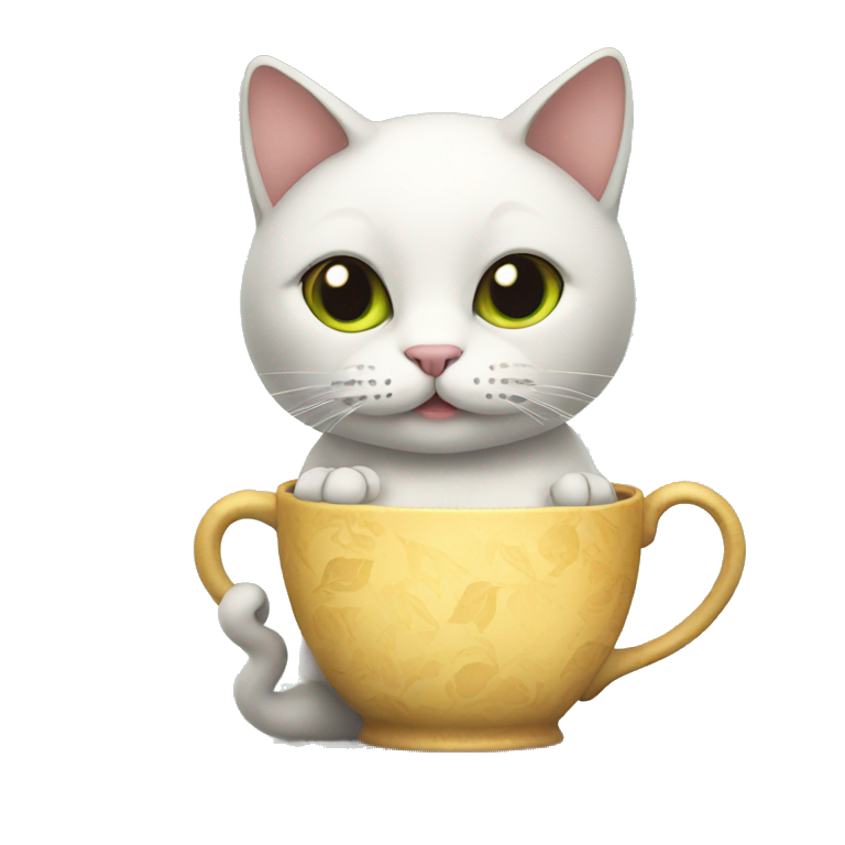 Cat holding tea emoji