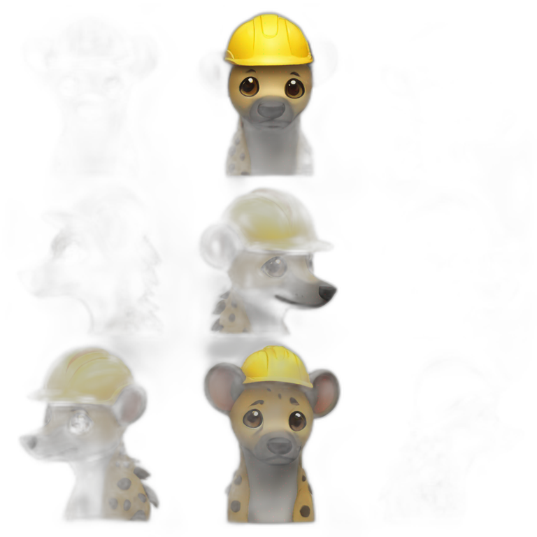 hyena walking wearing construction helmet emoji