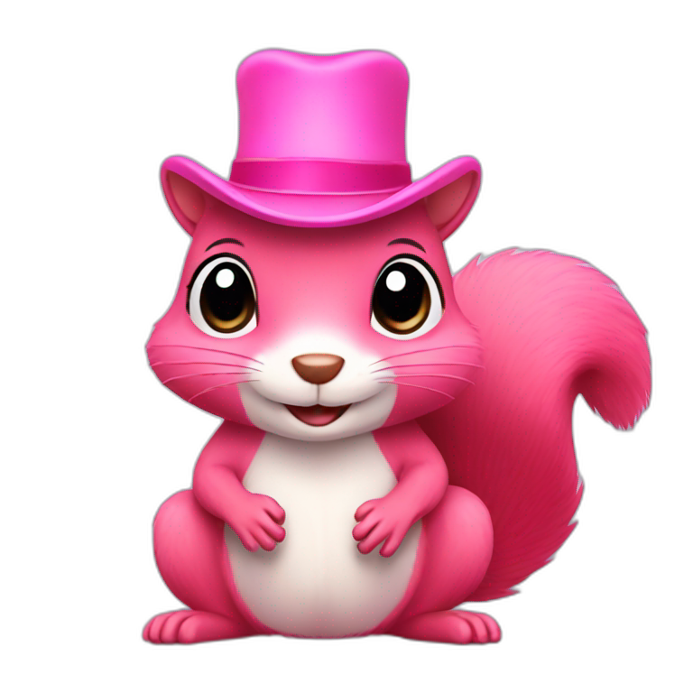 Pink squirrel with a hat emoji