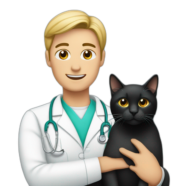 Veterinaria con un gato negro emoji