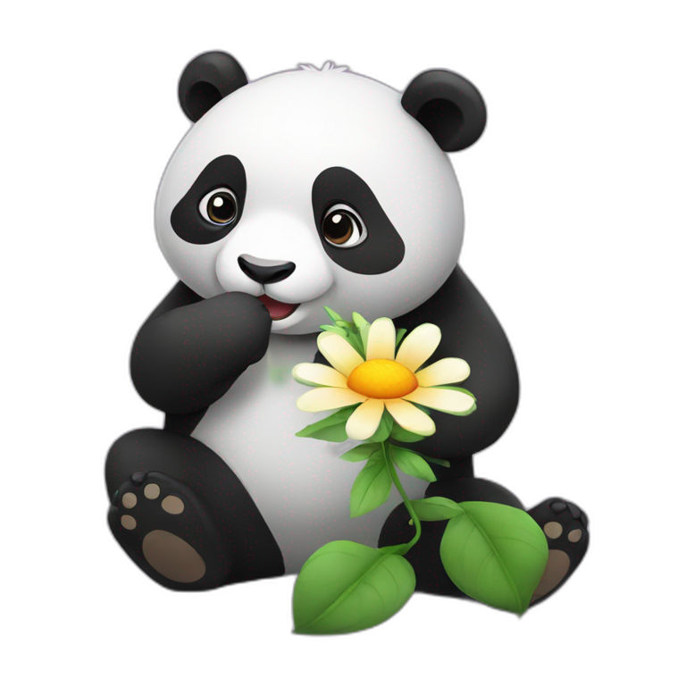 Panda giving flower to seal emoji