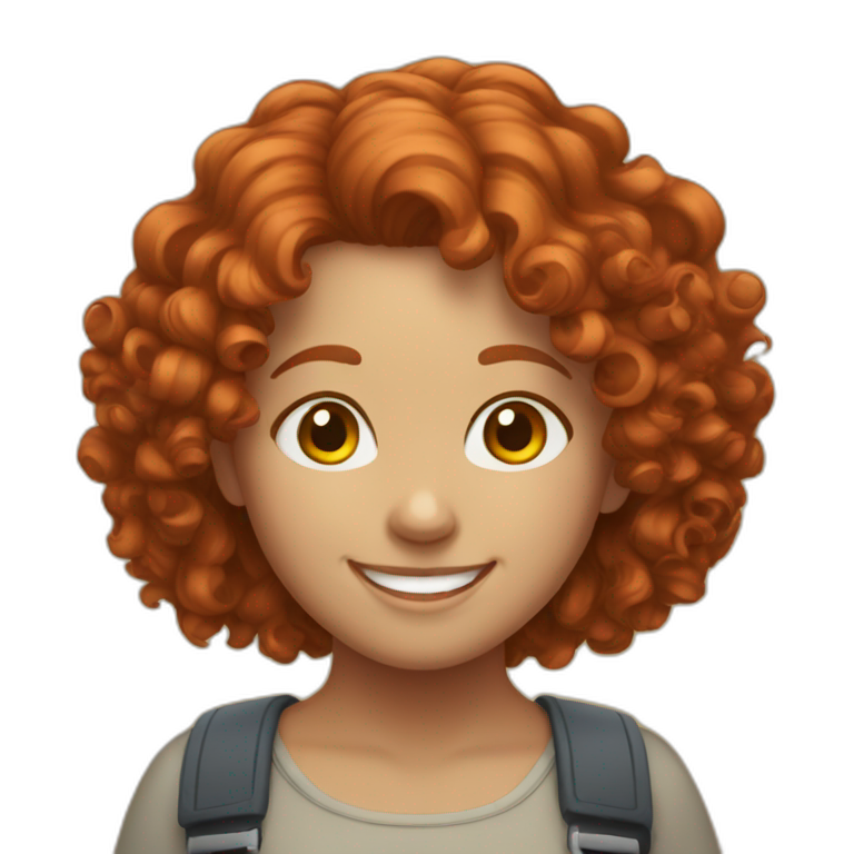 redheaded curly-haired girl smiling emoji
