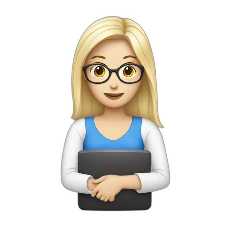 white woman with computer emoji