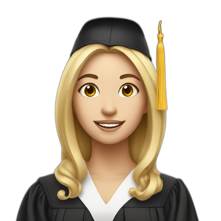 white woman with a diploma emoji