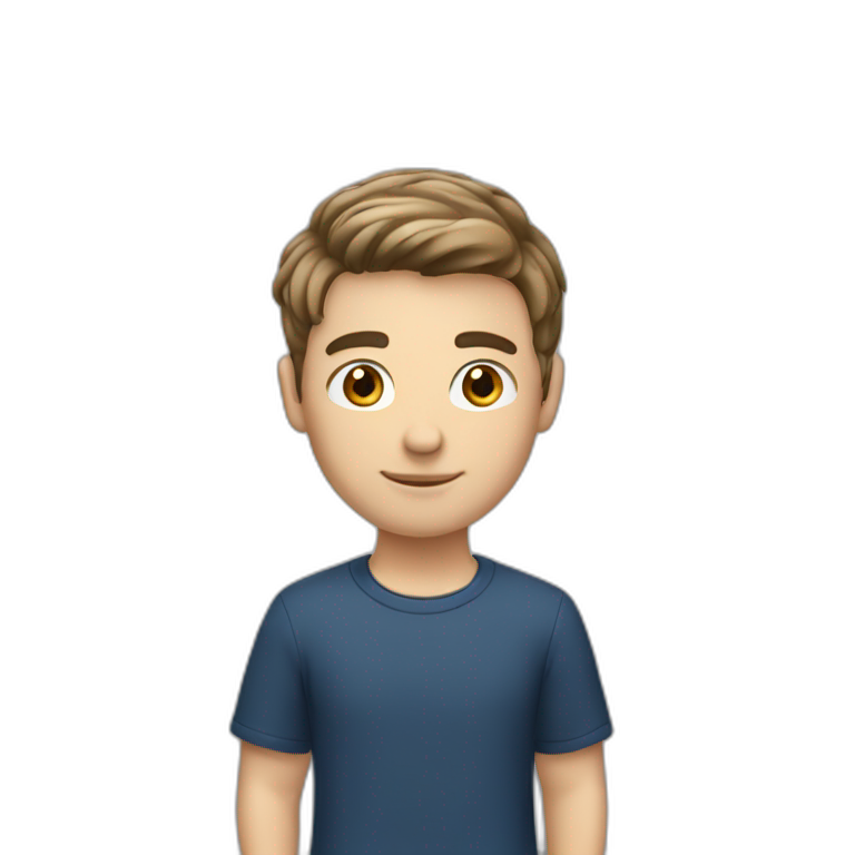 a white male student with very short brown hair with hairstyle French crop emoji