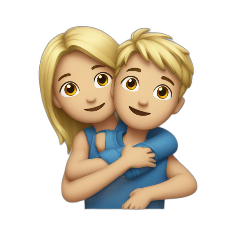 Girl and boy hug emoji