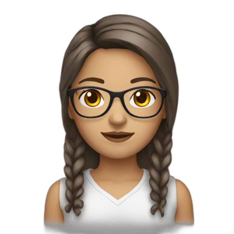 Girl-with-brown-hair-brown-eyes-light-skin and clear glasses emoji