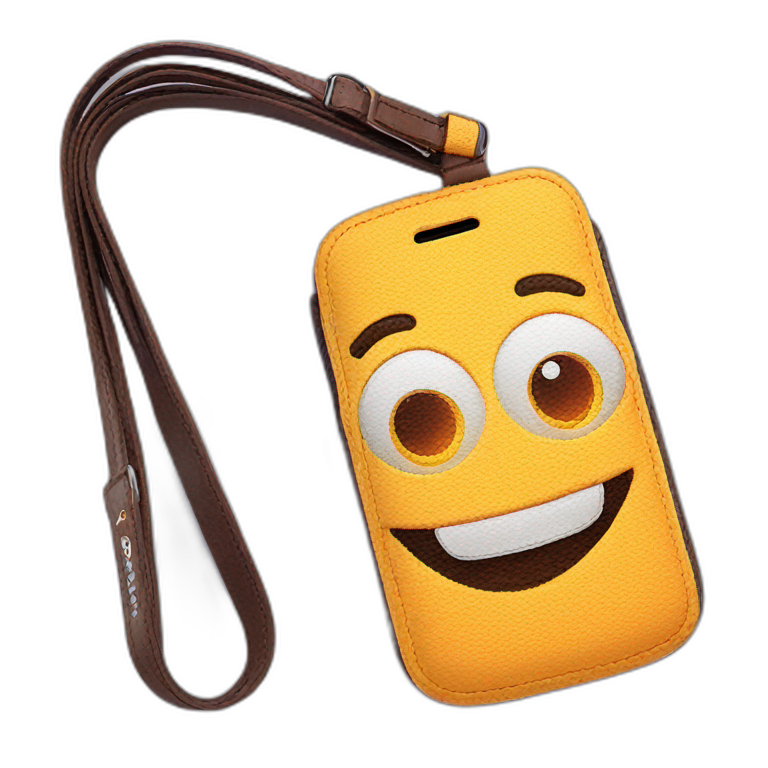 Phone strap on cell phone case emoji