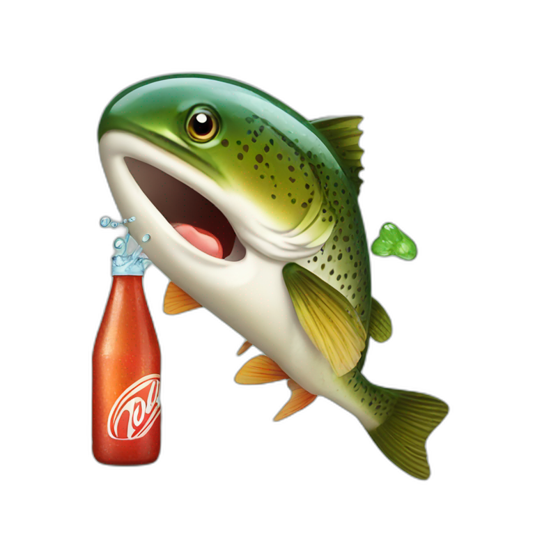 trout drinking soda bottle emoji