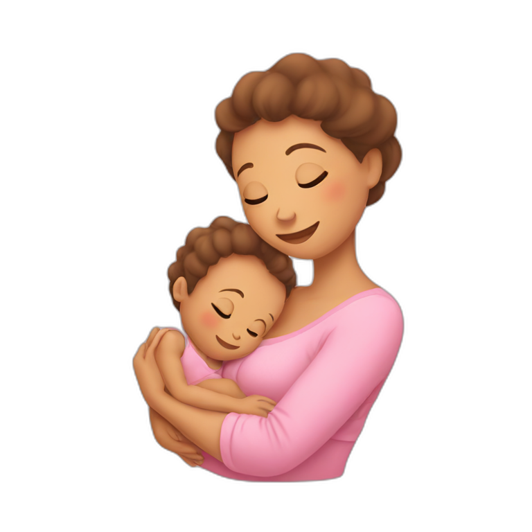 Baby cuddling mother emoji