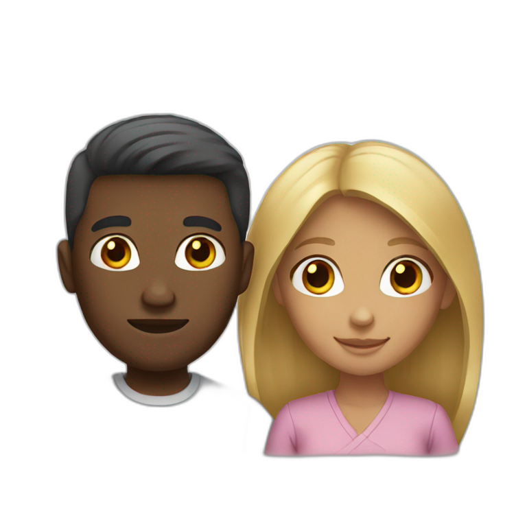An interracial couple emoji