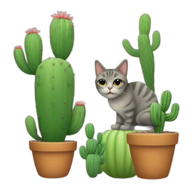 cat and cactus emoji