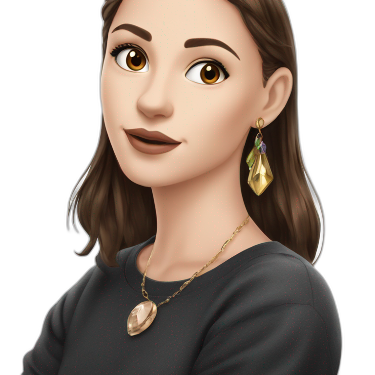 brown-eyed girl in black. emoji