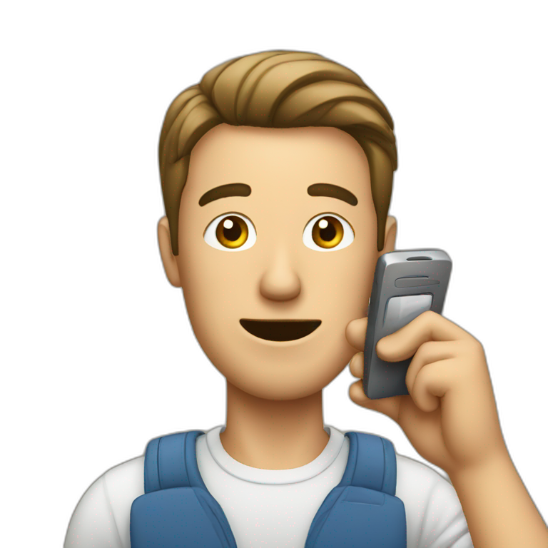 A man talks into a mobile phone emoji
