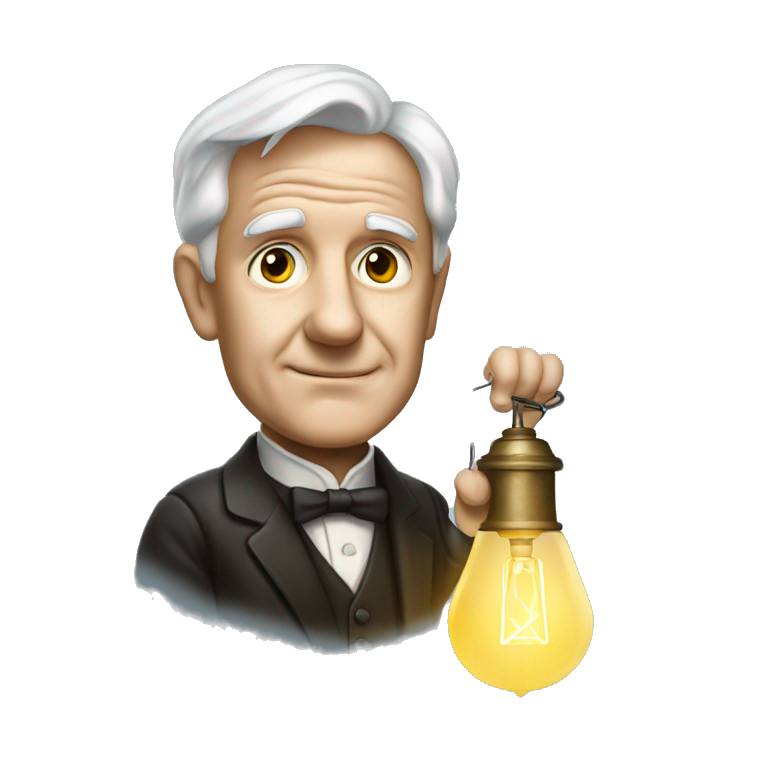 thomas edison with lamp in hand emoji