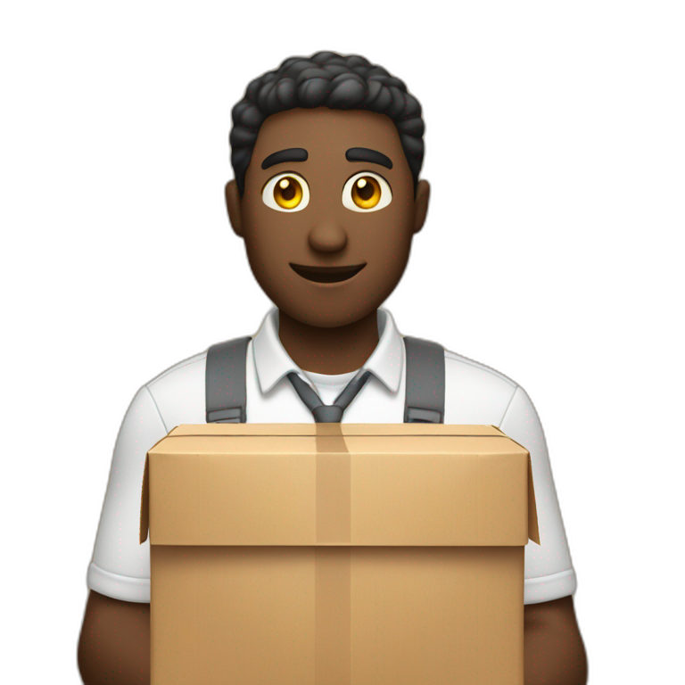 A man giving a package with the word attention written on it emoji