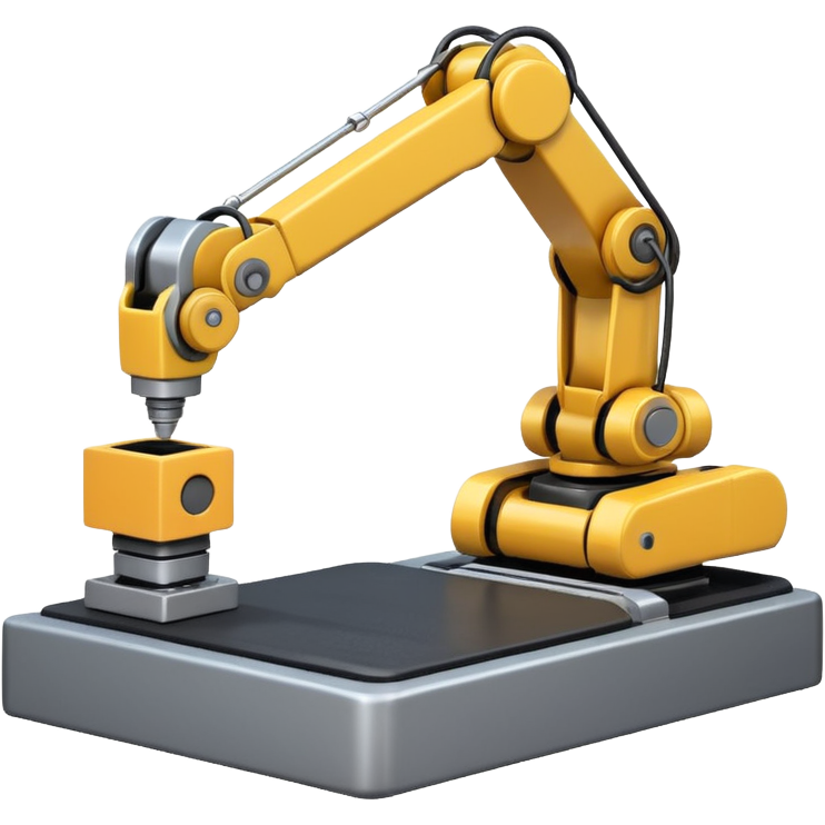 robot arms which is picking block on conveyor belt Sticker