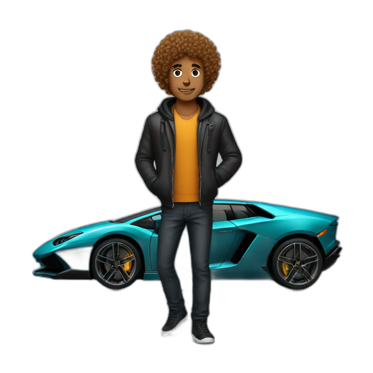 Curly Guy on Lamborghini  emoji