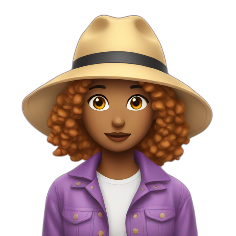 a girl with a hat bts emoji