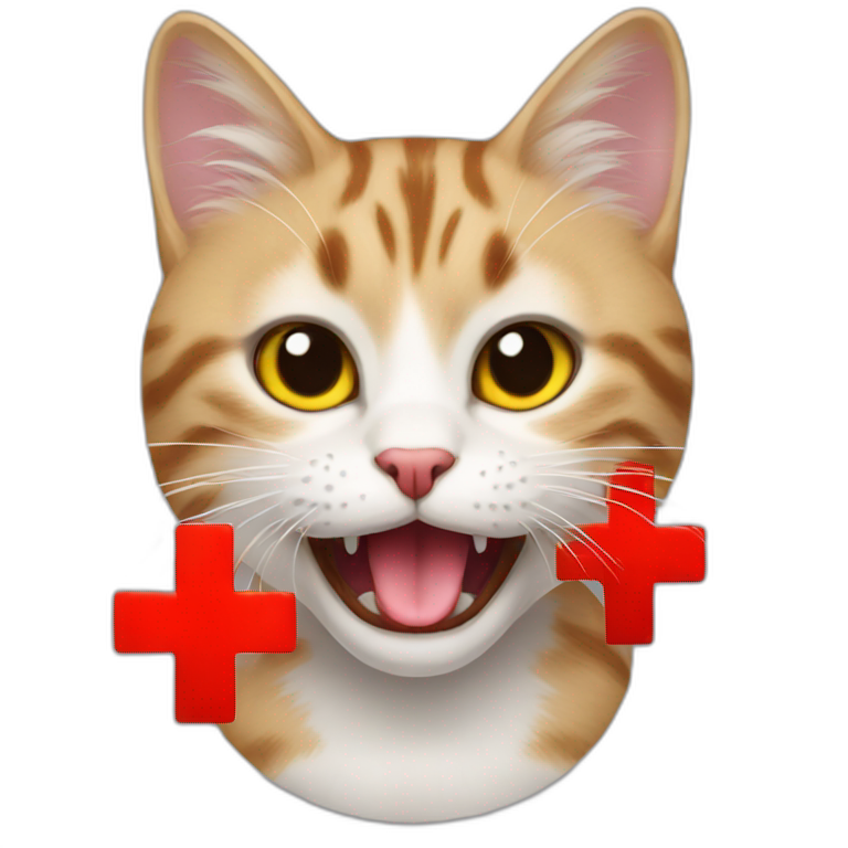 Cat with emote Red Cross and tongue emoji
