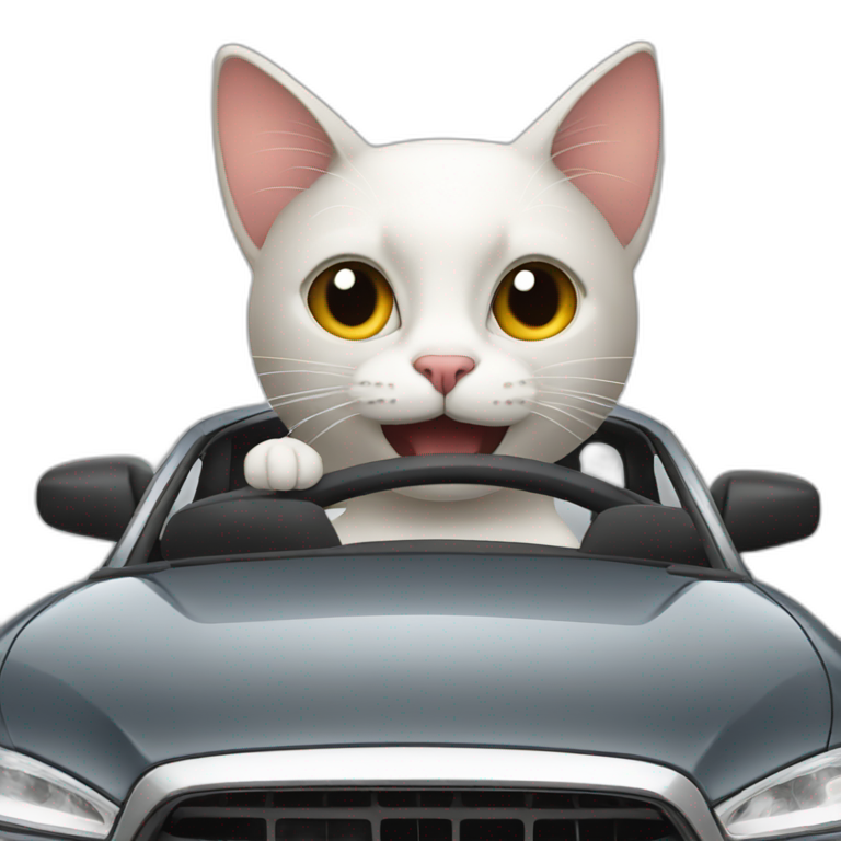 Cat driving the car emoji