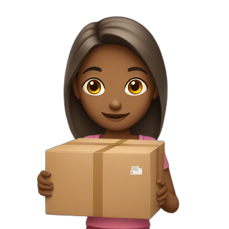 girl holding boxes emoji