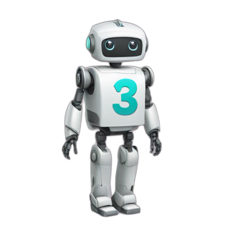 robot with a blouse with the number 3 written on it emoji