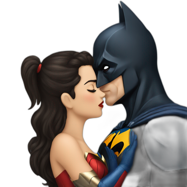 Batman kissing wonderwoman emoji