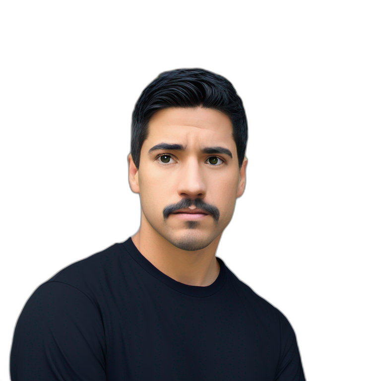 serious black-haired guy in black shirt emoji