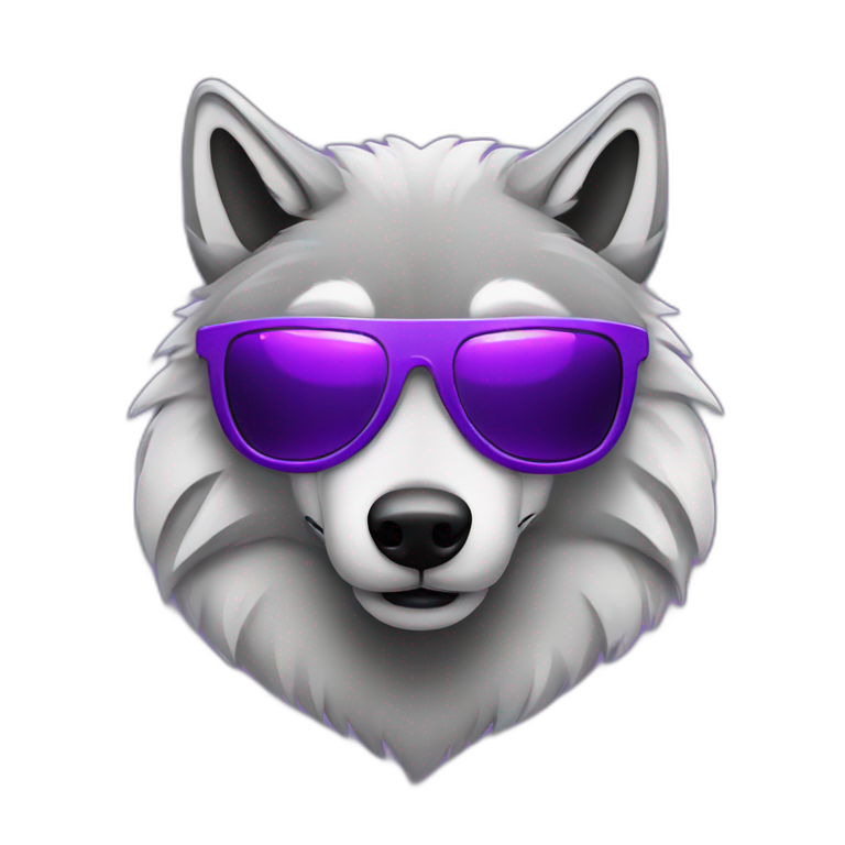 Grey wolf with purple shutter shades emoji