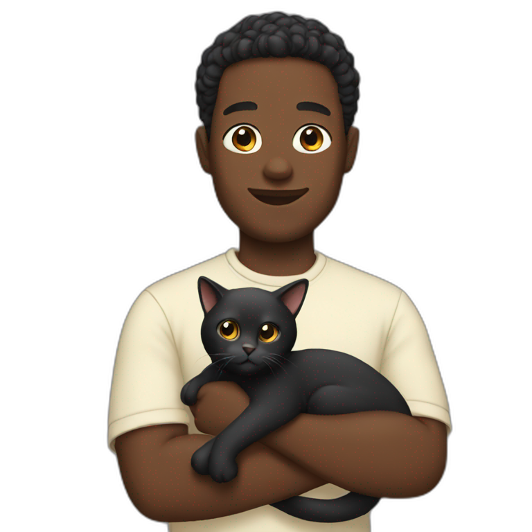 black man holding cat emoji