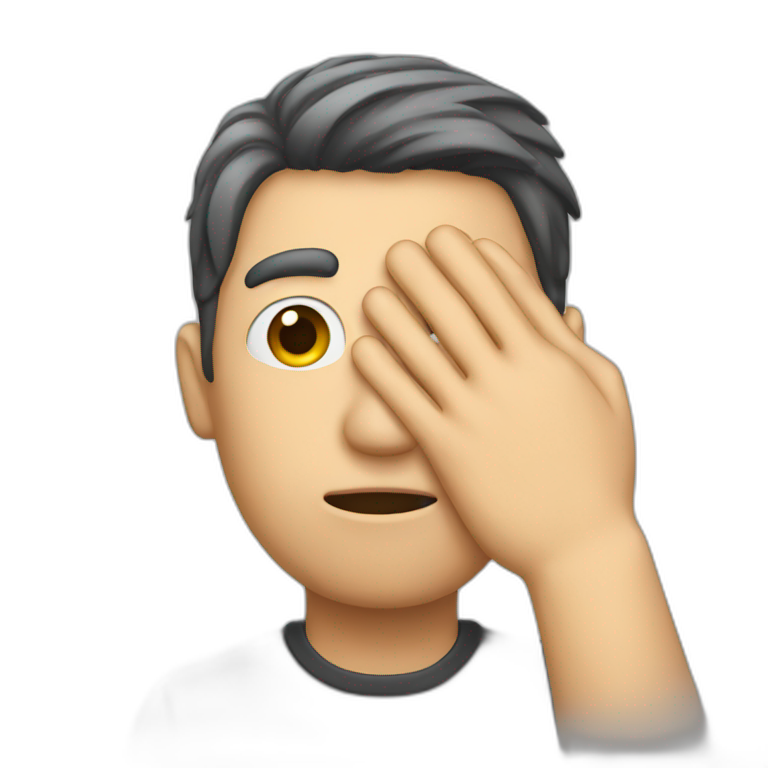 a man hides his face with his hand emoji