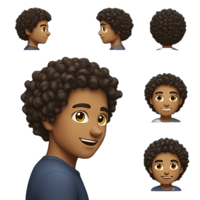 mixed race man with curly hair with a gradient emoji