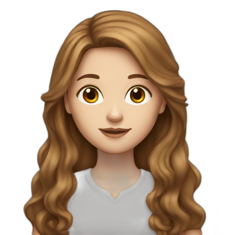 White girl with long brown hair emoji