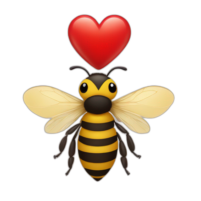 Bee with a red heart emoji