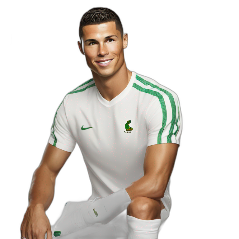 Ronaldo white lacoste shirt tn shoes emoji AI Emoji Generator