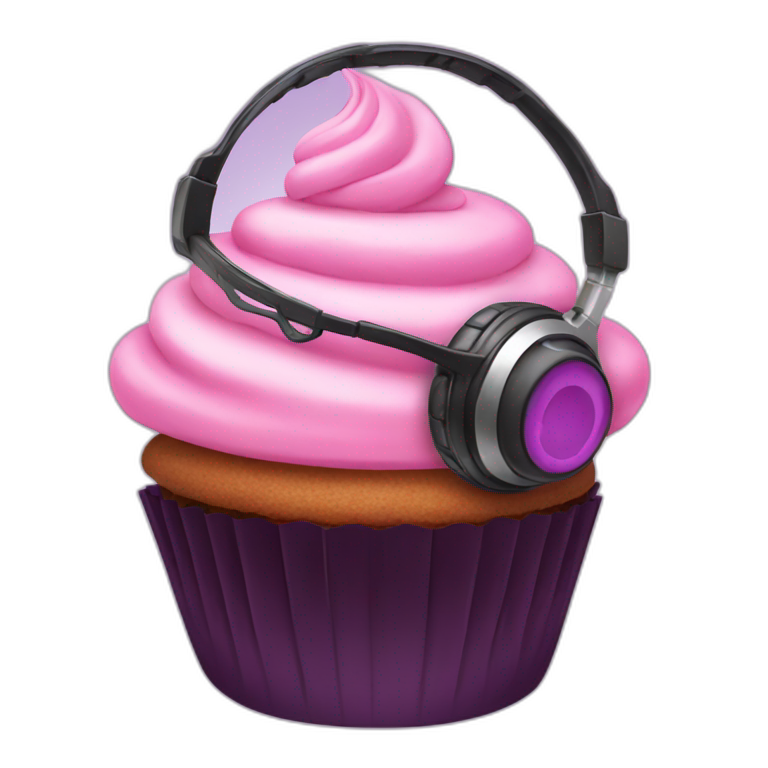 cupcake with gaming headset emoji