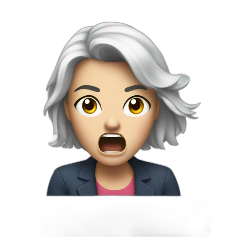 Angry Paula yelling at an iPad emoji